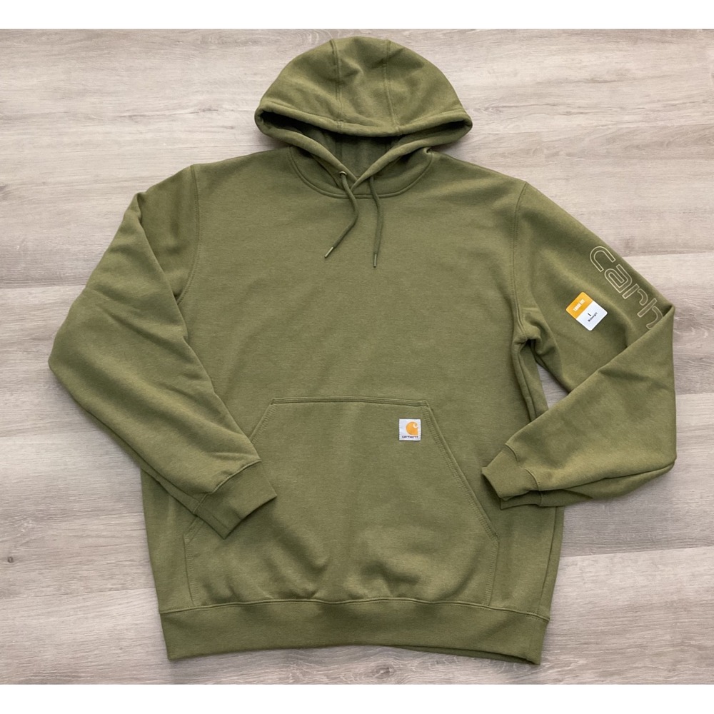 Carhartt Mens Loose‎ Fit Midweight Sleeve Logo Hoodie Olive Green K288 GL8 Large